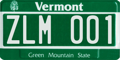 VT license plate ZLM001
