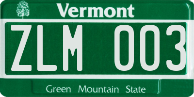 VT license plate ZLM003