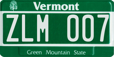 VT license plate ZLM007