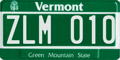 VT license plate ZLM010