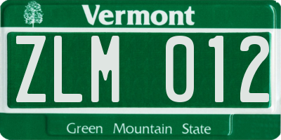 VT license plate ZLM012
