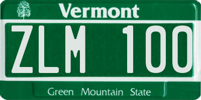 VT license plate ZLM100