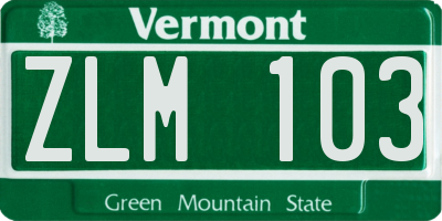 VT license plate ZLM103