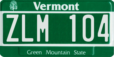 VT license plate ZLM104