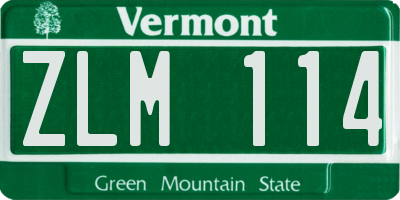 VT license plate ZLM114