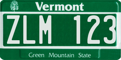 VT license plate ZLM123