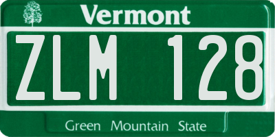 VT license plate ZLM128