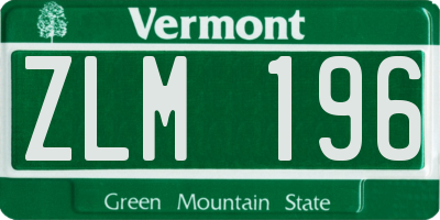 VT license plate ZLM196