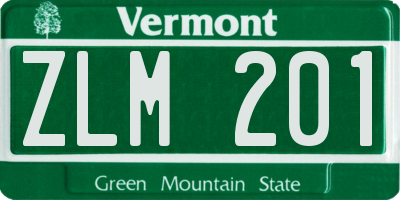VT license plate ZLM201