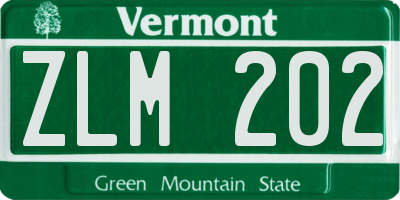 VT license plate ZLM202