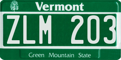VT license plate ZLM203