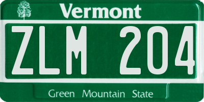VT license plate ZLM204