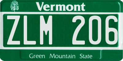 VT license plate ZLM206