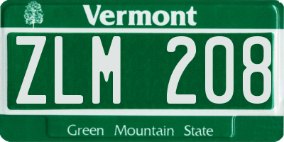VT license plate ZLM208