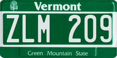 VT license plate ZLM209