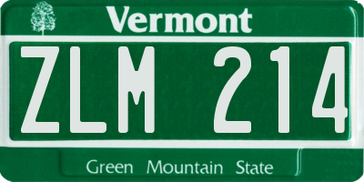 VT license plate ZLM214