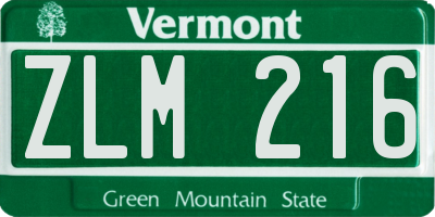 VT license plate ZLM216