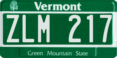 VT license plate ZLM217