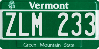 VT license plate ZLM233
