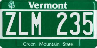 VT license plate ZLM235