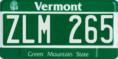 VT license plate ZLM265