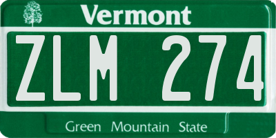 VT license plate ZLM274