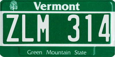 VT license plate ZLM314
