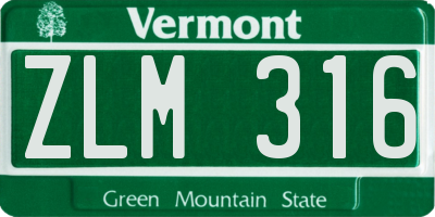 VT license plate ZLM316