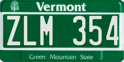 VT license plate ZLM354