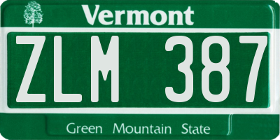 VT license plate ZLM387