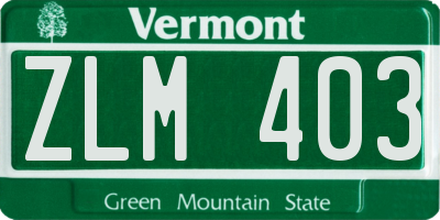 VT license plate ZLM403