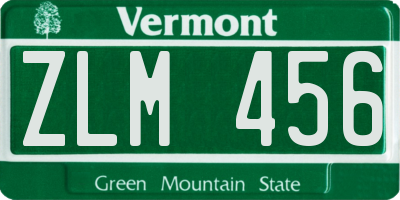VT license plate ZLM456
