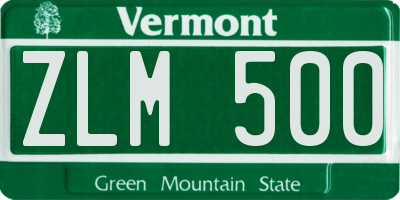 VT license plate ZLM500