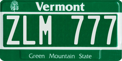 VT license plate ZLM777