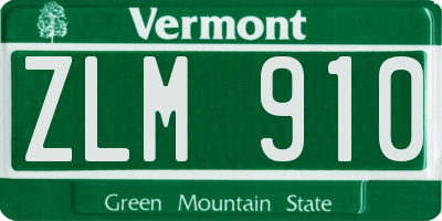 VT license plate ZLM910