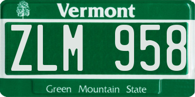 VT license plate ZLM958