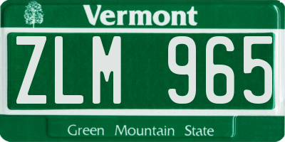 VT license plate ZLM965