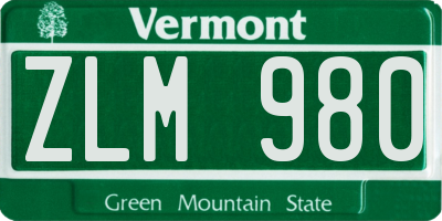 VT license plate ZLM980