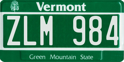VT license plate ZLM984