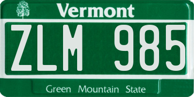 VT license plate ZLM985