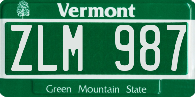 VT license plate ZLM987