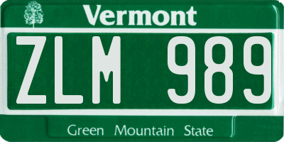 VT license plate ZLM989
