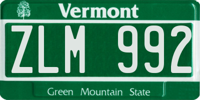 VT license plate ZLM992