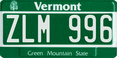 VT license plate ZLM996