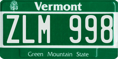 VT license plate ZLM998
