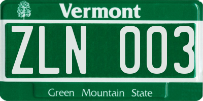 VT license plate ZLN003