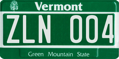 VT license plate ZLN004