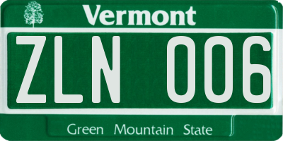 VT license plate ZLN006