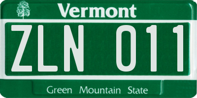 VT license plate ZLN011