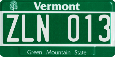 VT license plate ZLN013